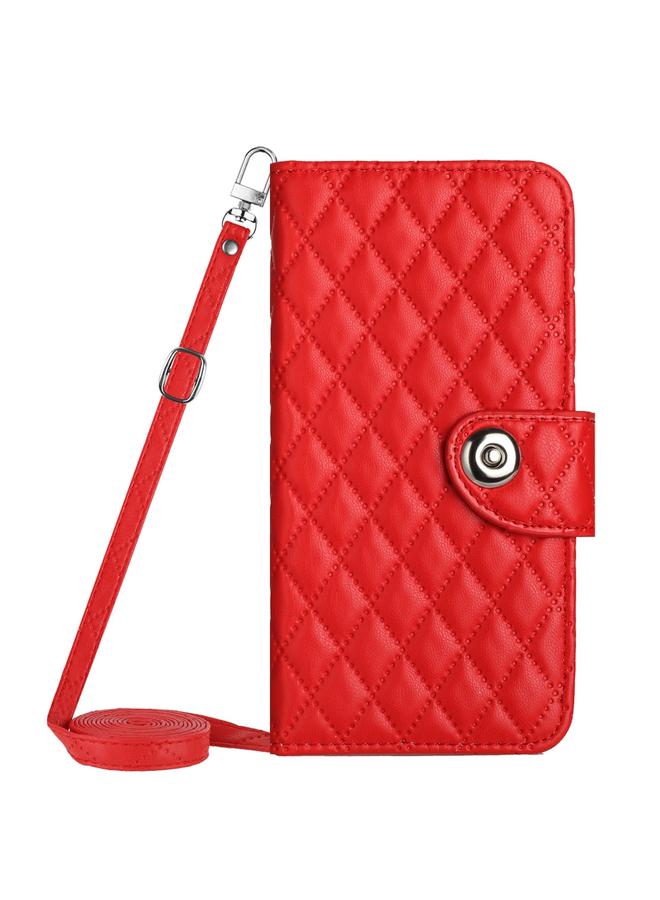 S-TOP Case For Motorola Moto G Play 2023 / G Pure Rhombic Texture Flip Leather Phone Case with Long Lanyard - Image 2