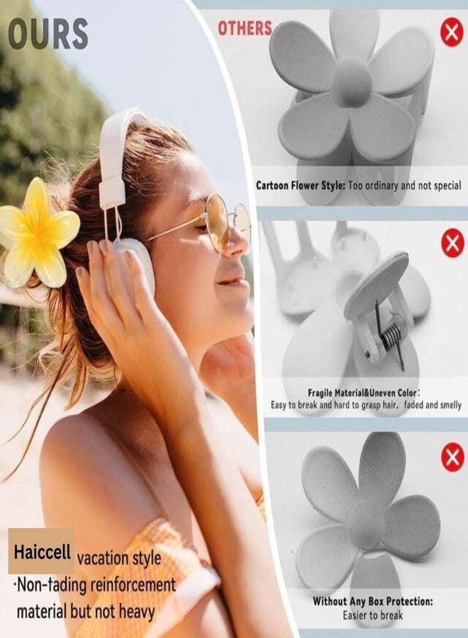 مشابك شعر هايسيل على شكل زهرة - 4 قطع مشابك شعر كورية أنيقة للنساء، مجموعة مشابك شعر على شكل زهرة | إكسسوارات شعر زهرية لطيفة للنساء والفتيات - Image 5