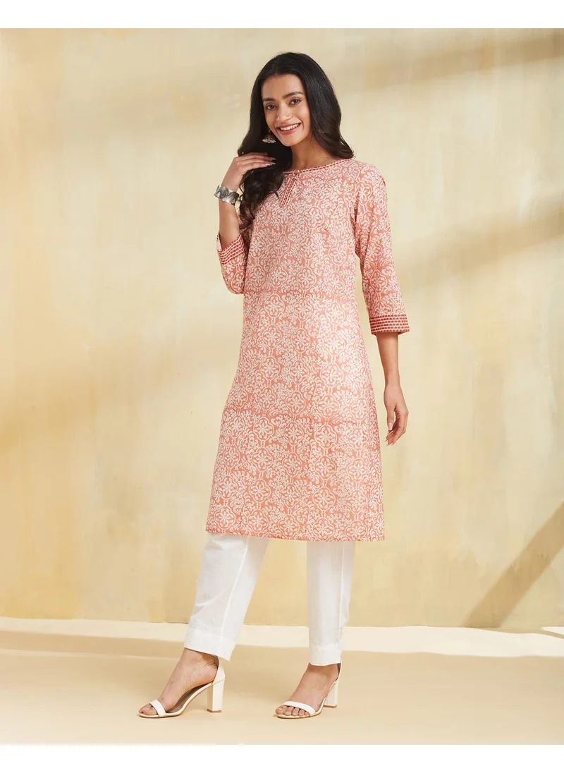 Fabindia Hand Block Printed Knee Length Kurta