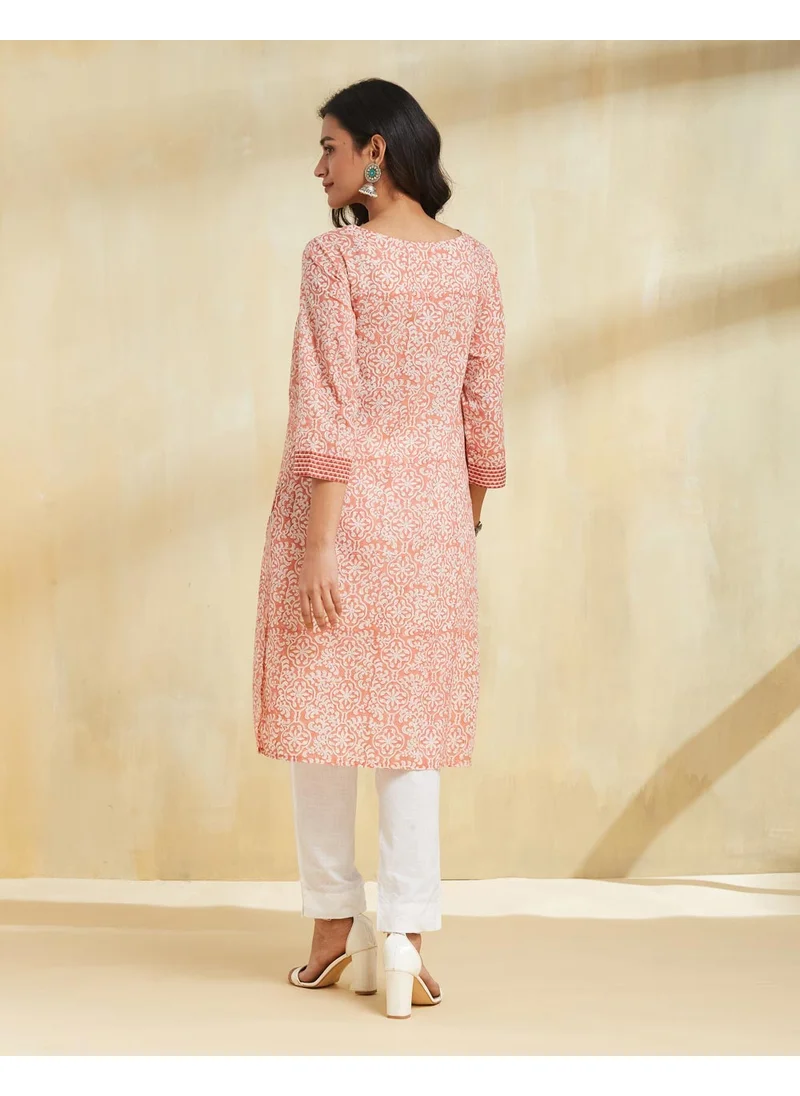 Fabindia Hand Block Printed Knee Length Kurta