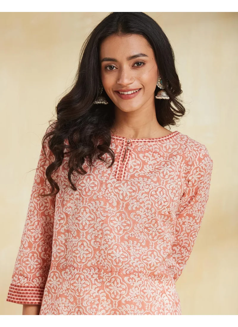 Fabindia Hand Block Printed Knee Length Kurta