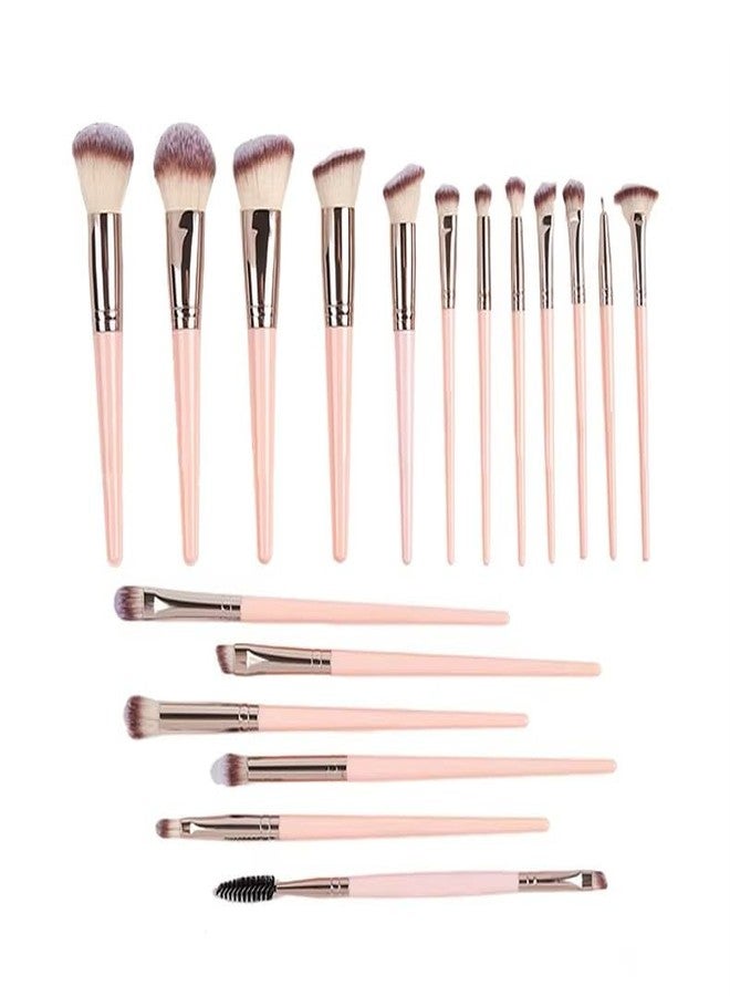 Instabeauty 18 Piece Makeup Brush Set - Premium Professional Vegan Brushes for Face Eye Foundation Contour Blending - Beauty Gift for Women - Pink - Image 1