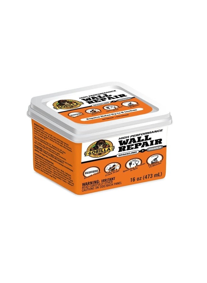 Gorilla Heavy Duty Wall Repair Spackling + Primer, 16 Ounce Tub,White - Image 1
