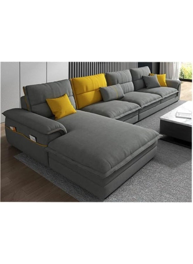 Comfynest Comfynest L Shape Nordic Style Sofa Set With Plush Cushions (Fog Grey, Right)  - Image 3