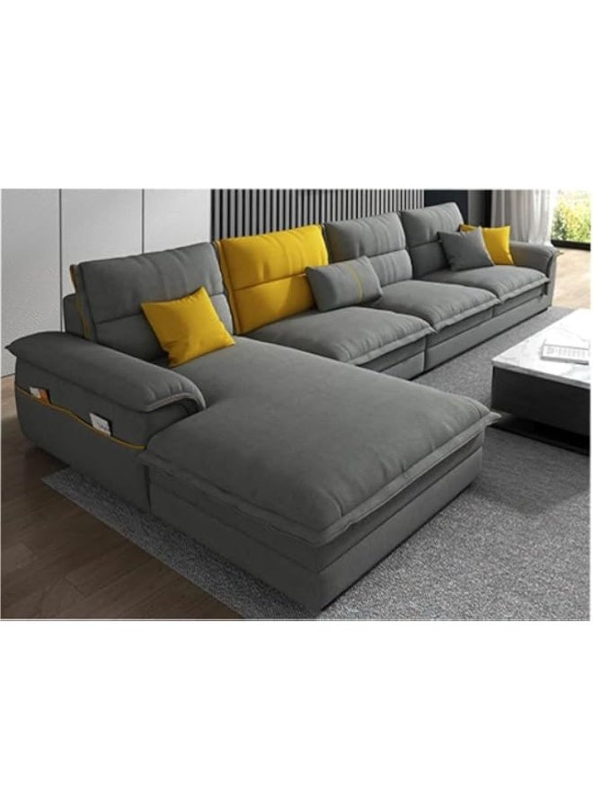 Comfynest Comfynest L Shape Nordic Style Sofa Set With Plush Cushions (Fog Grey, Right)  - Image 1