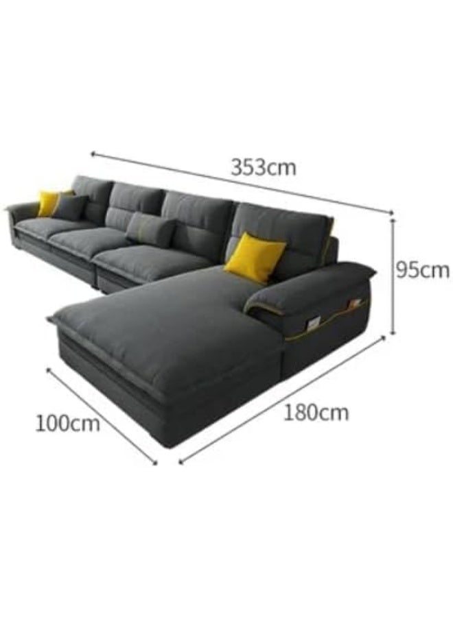 Comfynest Comfynest L Shape Nordic Style Sofa Set With Plush Cushions (Fog Grey, Right)  - Image 2