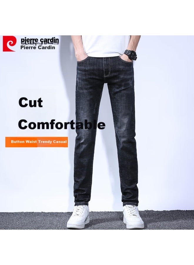 Pierre Cardin Men's Slim Fit Summer Trendy Breathable Business Casual Pants Skinny Long Pants Men's Black Size 33 - Image 1