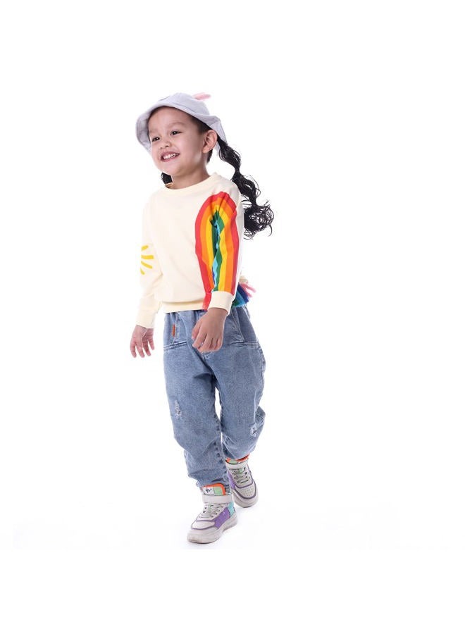 BINIDUCKLING Toddler Crew Neck Rainbow Sweatshirt Girls 2T - Image 3