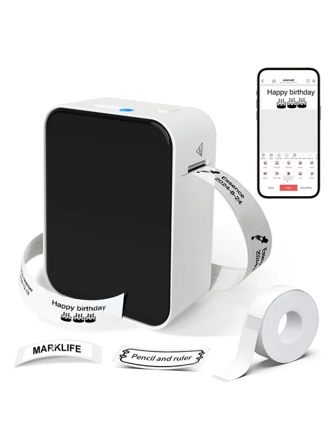 Marklife P15 White Mini Thermal Label Maker Wireless Direct Thermal Printer Rechargeable Labeler for Home Office School Small Business Works with IOS and Android Phone - Image 1