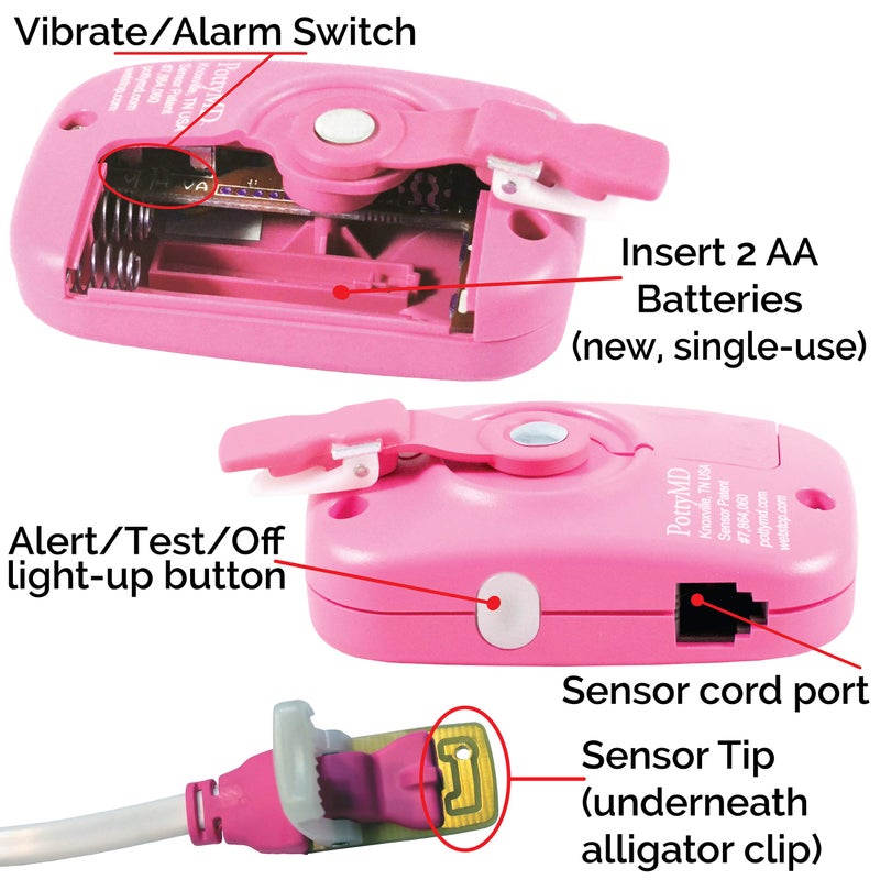 Wet-Stop 3 Pink Bedwetting Enuresis Alarm with Loud Sound and Strong Vibration, Proven Solutions for Bedwetters - Image 3