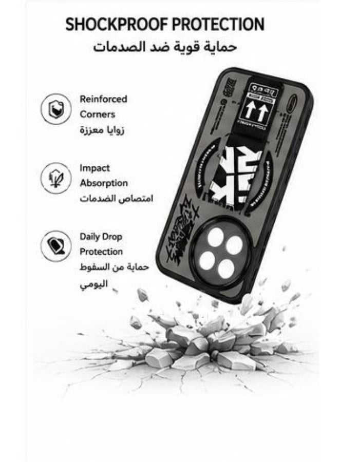 Strap Kickstand Phone Case for Vivo Y38, Shockproof TPU Protective Cover with Finger Strap, Adjustable Stand & 360° Camera Protection - Black - Image 5