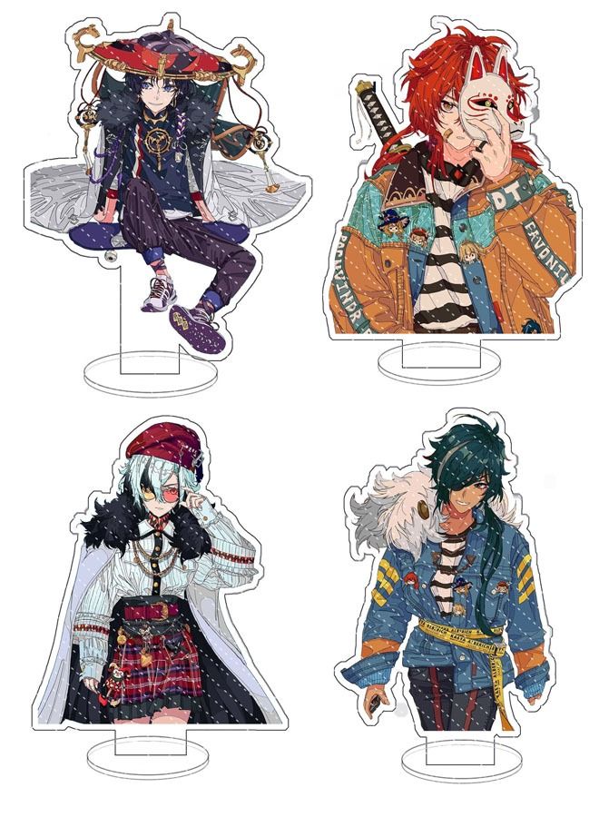 Genshin Impact Stand Figure Acrylic Ornaments Stand Model Collections Peripheral Statue Card Character Proof Series Transparent Figure Model Fans Decoration Collection Desk Decor Toys Cute(4pcs)  - Image 1