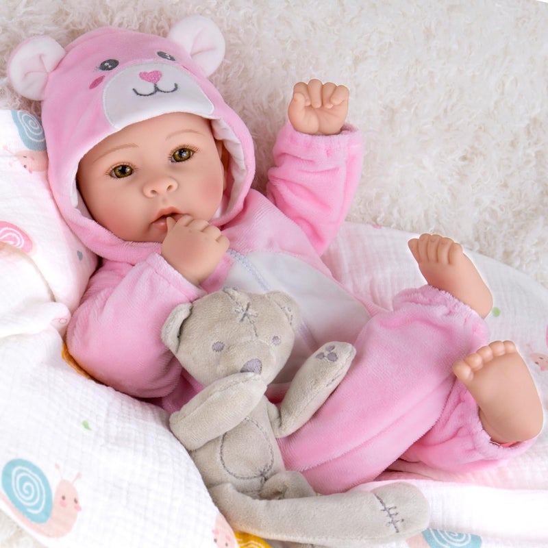 Aori Baby Dolls Realistic 17inch Lifelike Soft Body Baby Girl That Look Real with Feeding Kit Included Ideal Gift for Kids Birthday Pretend Play - Image 3