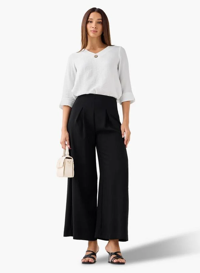 سبلاش فيڤ بلوزة بتطريز أزرار وياقة على شكل