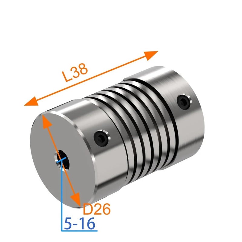 High Torque Flexible Thread Aluminum Alloy Spring Coupling 16x16 For Encoder Screw Stepper Servo Motor - Image 3