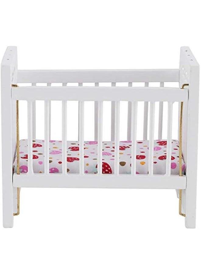 Baby Doll Bed, Wooden Doll Bed Baby Bed Toy Baby Toy Crib Doll Bedding for Dollhouse  - Image 1