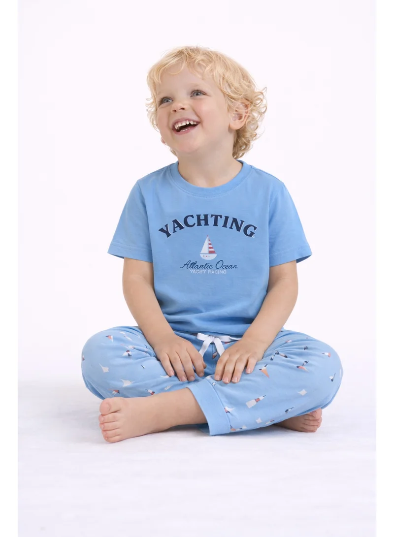 Victor And Jane  Boys Yachting Graphic Cotton Pajama Set – T-Shirt & Pajama Pants Nightwear for Men | Best Price UAE