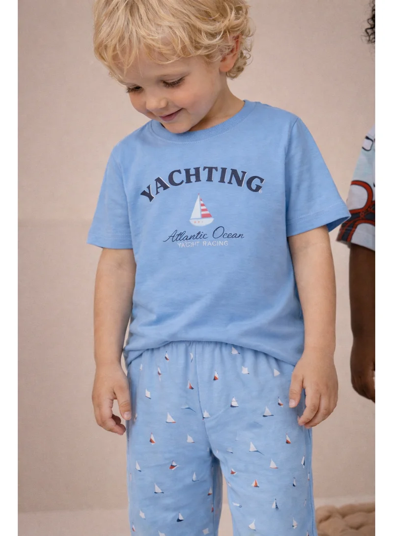 Victor And Jane  Boys Yachting Graphic Cotton Pajama Set – T-Shirt & Pajama Pants Nightwear for Men | Best Price UAE