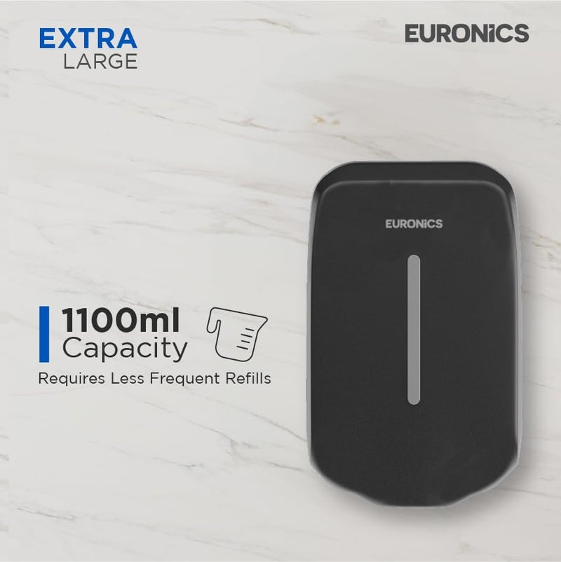 Euronics ES06N B 1100ml Automatic Soap Dispenser | Wall Mounted Touchless Infrared Sensor | Battery Operated (4xAA) ABS Body Liquid Soap|Ideal for Bathrooms & Commercial Washrooms | Black - Image 5