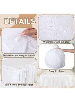 Oudain Oudain 6 Pcs Plastic Table Skirts and Stain Proof Table Cloths 54 x 108 in Rectangle Plastic Tablecloth 168 x 29 in Disposable Table Skirts for Thanksgiving Christmas New Year Party (White)  - Image 4