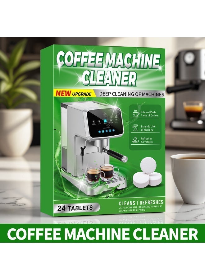 24 قطعة من أقراص تنظيف الإسبرسو، مزيل عسر شامل لآلات الإسبرسو، منظف ومزيل عسر لآلات القهوة، أقراص إزالة العسر والتنظيف لإبريق القهوة والآلات - Image 2