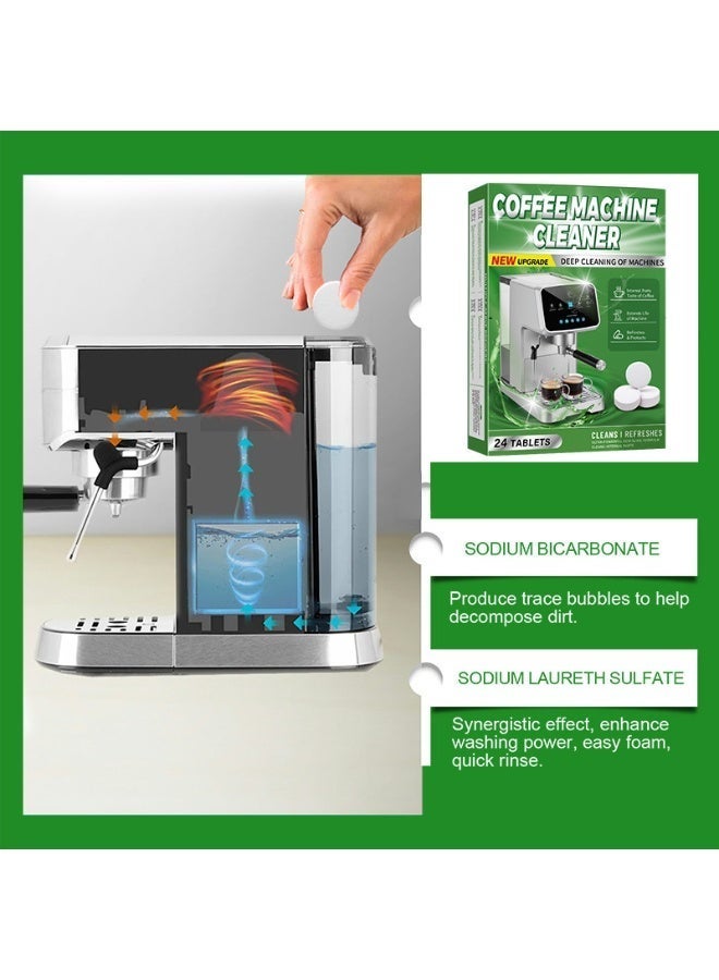 24 قطعة من أقراص تنظيف الإسبرسو، مزيل عسر شامل لآلات الإسبرسو، منظف ومزيل عسر لآلات القهوة، أقراص إزالة العسر والتنظيف لإبريق القهوة والآلات - Image 4