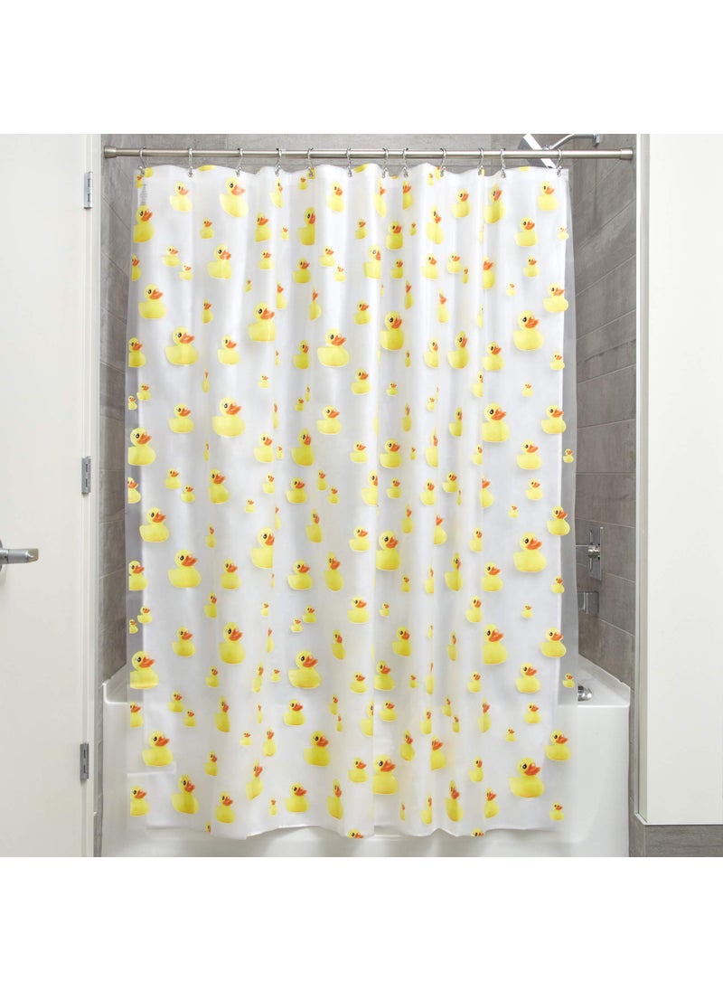 InterDesign iDesign PEVA Plastic Ducks Shower Curtain  PVC-Free Waterproof Liner for Kids'  Guest  College Dorm  Master Bathroom  Polyethylene_vinyl_acetate  72"" x 72""  Yellow and Orange  - Image 1