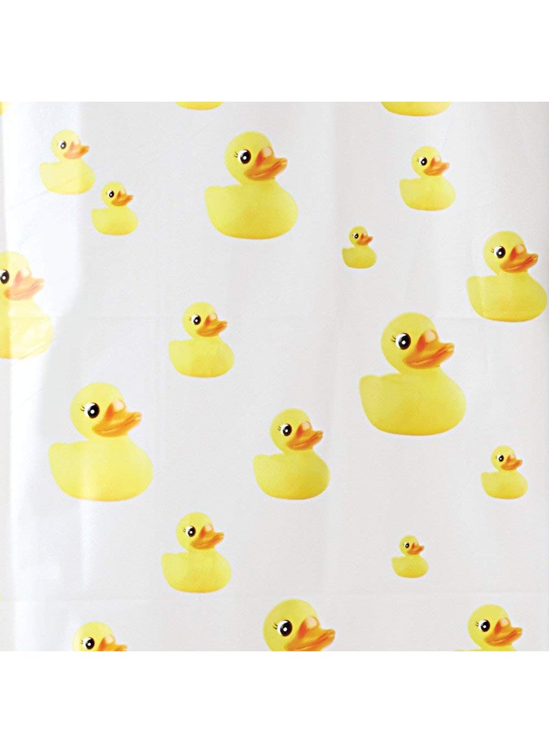 InterDesign iDesign PEVA Plastic Ducks Shower Curtain  PVC-Free Waterproof Liner for Kids'  Guest  College Dorm  Master Bathroom  Polyethylene_vinyl_acetate  72"" x 72""  Yellow and Orange  - Image 4