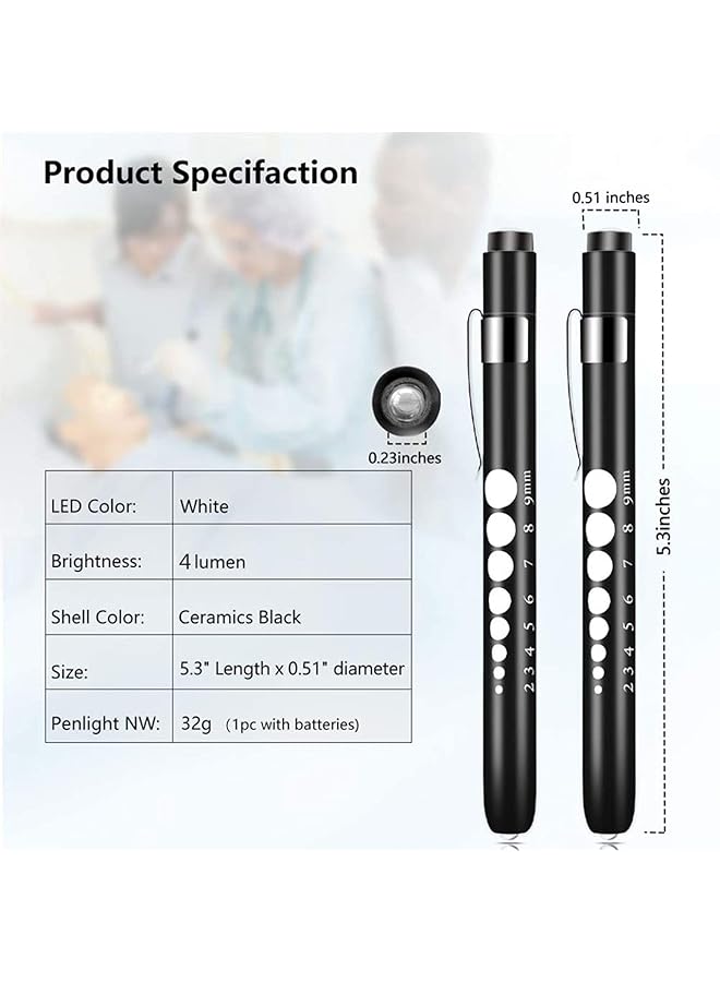 KASTWAVE MixColours Diagnostic Medical Penlight (2 Packs) Mini Reusable LED Penlight Flashlight Pen Torch Torch Doctor Nurse EMT Emergency Pen Light - Image 2