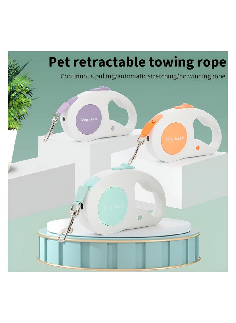 مقود أوتوماتيكي للحيوانات الأليفة بطول 5 أمتار مع إضاءة أمامية LED – مقود قابل للسحب للكلاب والقطط من ABS ونايلون متين – تصميم أنيق وخفيف الوزن للمشي الآمن والمريح ليلاً ونهار (برتقالى) - Image 2