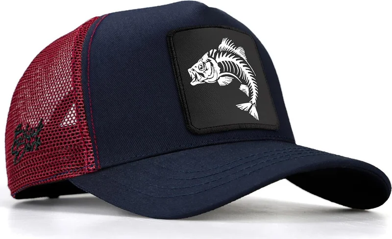 بلاك بورك Blackbörk V1 Trucker Fish - Unisex Navy Blue-Claret Red Hat (Cap) with 1sb Code Logo