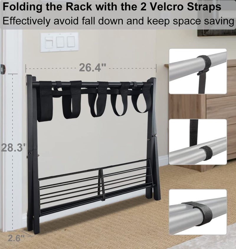 Fandature Folding Luggage Rack for Guest Room, Metal Foldable Suitcase Stand Holder with Metal Shelf for Bedroom, Black, 1 pack - Image 5
