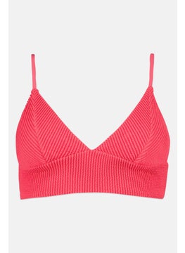 Don't Call Me Jennyfer Women Padded Textured Bikini Top, Pink  - Image 1