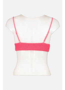 Don't Call Me Jennyfer Women Padded Textured Bikini Top, Pink  - Image 2