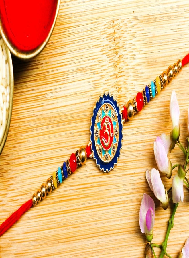 BANDHAN باندان أوم راخي مستدير بالحجر وعمل ميناكاري | بهية راخي الدينية - Image 3