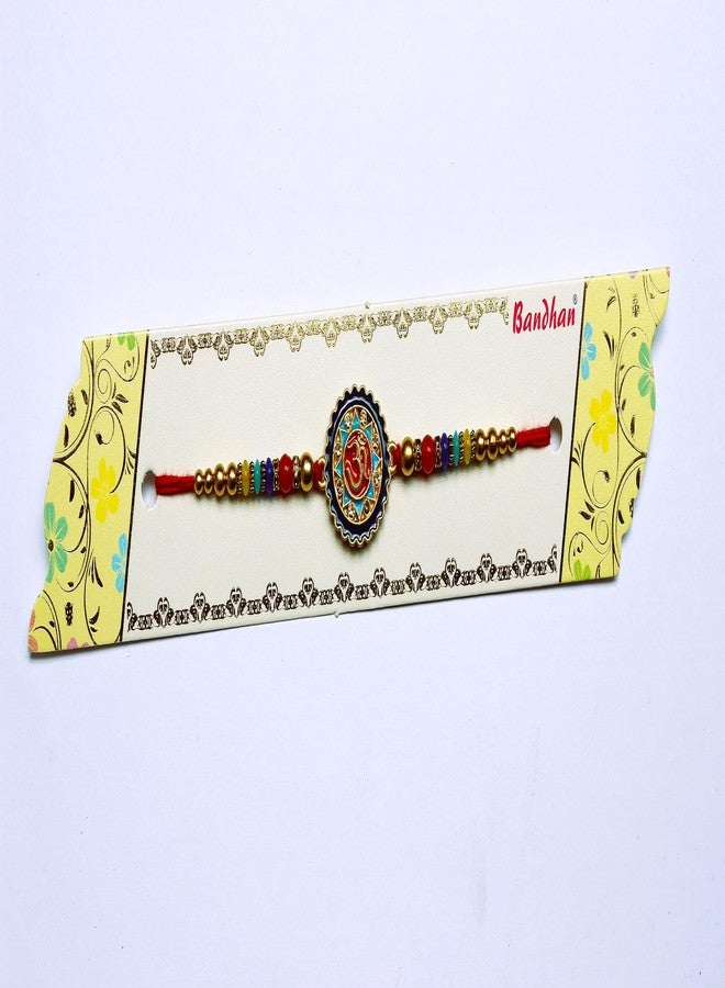 BANDHAN باندان أوم راخي مستدير بالحجر وعمل ميناكاري | بهية راخي الدينية - Image 4
