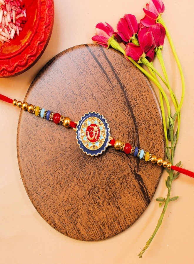 BANDHAN باندان أوم راخي مستدير بالحجر وعمل ميناكاري | بهية راخي الدينية - Image 2