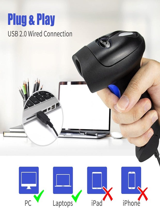 قارئ ماسح ضوئي NetumScan USB QR للباركود لأجهزة الكمبيوتر، ماسح ضوئي سلكي محمول باليد تلقائي أحادي وثنائي الأبعاد للباركود، مناسب للمخزون والمكتبات والمتاجر والمستودعات، يدعم مسح بيانات المصفوفة PDF417 - Image 5