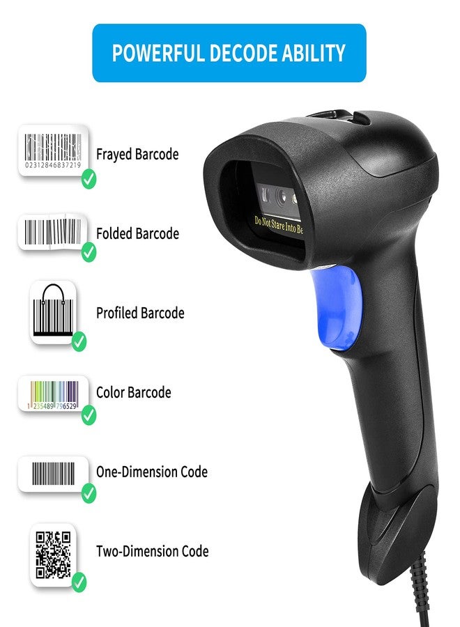 قارئ ماسح ضوئي NetumScan USB QR للباركود لأجهزة الكمبيوتر، ماسح ضوئي سلكي محمول باليد تلقائي أحادي وثنائي الأبعاد للباركود، مناسب للمخزون والمكتبات والمتاجر والمستودعات، يدعم مسح بيانات المصفوفة PDF417 - Image 3