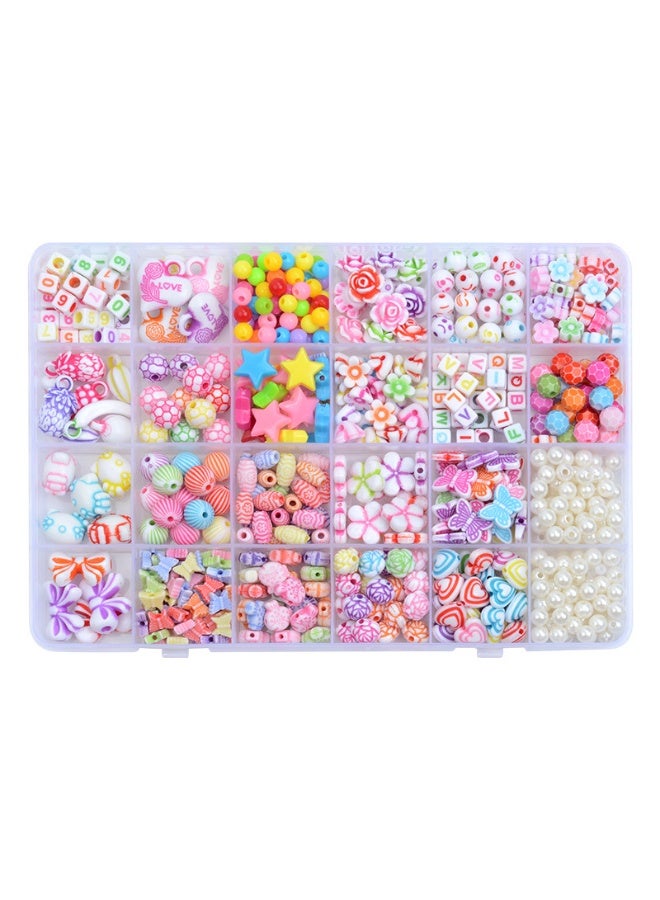 Capstro 24 Grid Acrylic Beads Jewelry Making Kit Porcelain White – DIY Bead Box with Pearl & Ivory Acrylic Beads, Charms & Strings – Elegant Arts & Crafts Jewelry Gift for Girls Age 4+ - Image 1