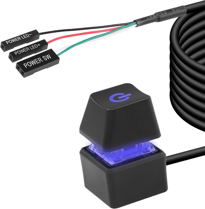 SinLoon Desktop Switch Desktop Computer Power Switch External Remote Start Computer Motherboard Power Switch Button Extension Cord with LED Light - Image 5