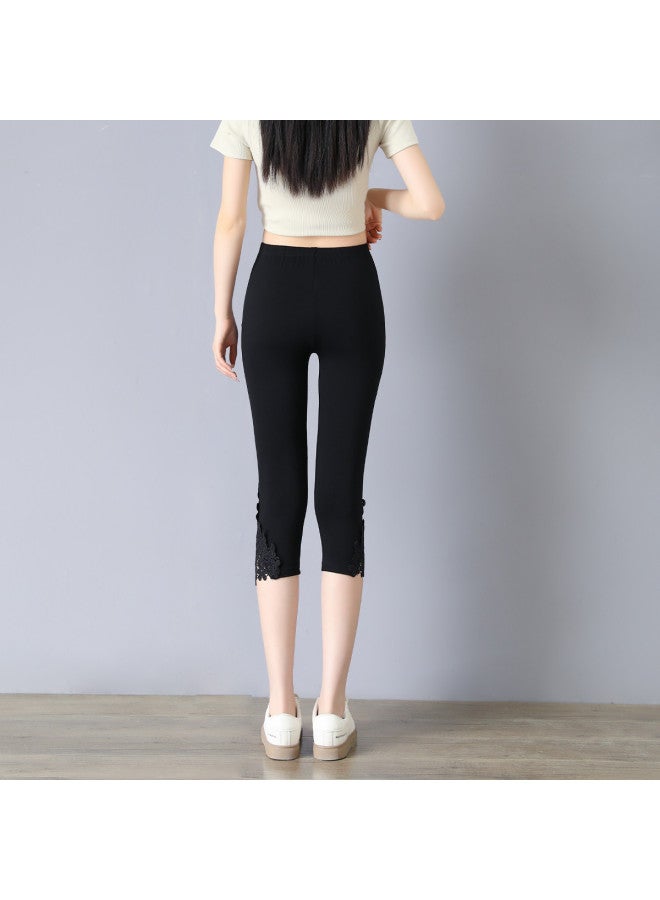 pincai Summer Cool Seven-Point Pants Leggings For Women, Outerwear Slim-Fit Pants Lace Trim High-Waisted High-Elasticity No-Sagging Women'S Pants - Image 3
