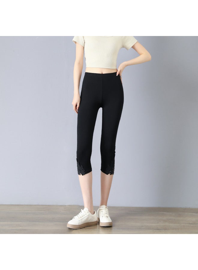 pincai Summer Cool Seven-Point Pants Leggings For Women, Outerwear Slim-Fit Pants Lace Trim High-Waisted High-Elasticity No-Sagging Women'S Pants - Image 5