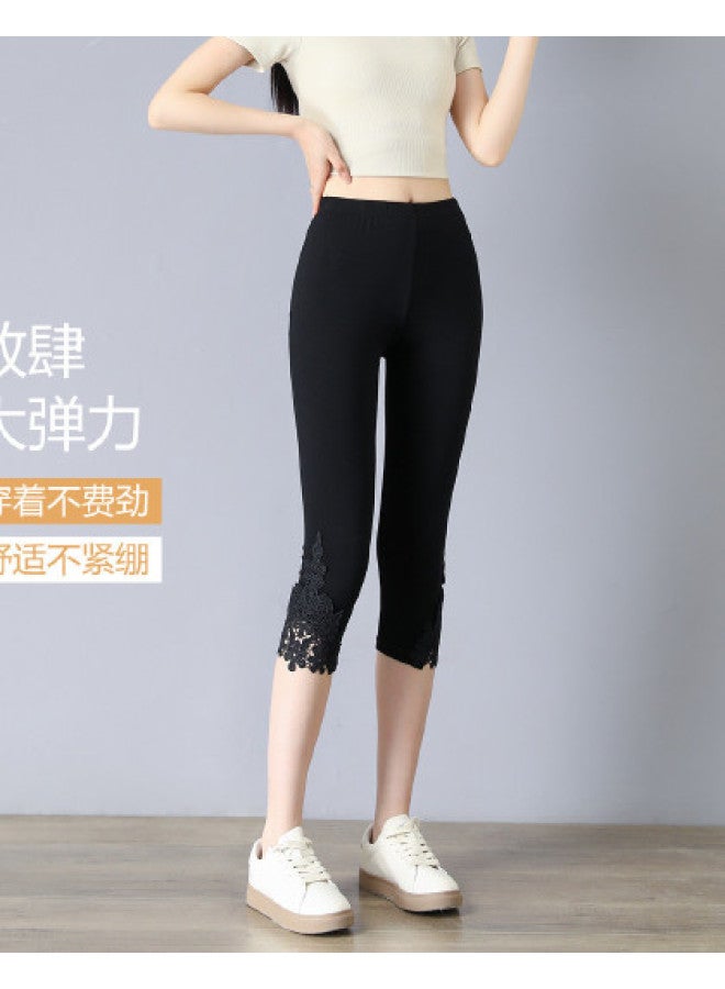 pincai Summer Cool Seven-Point Pants Leggings For Women, Outerwear Slim-Fit Pants Lace Trim High-Waisted High-Elasticity No-Sagging Women'S Pants - Image 1