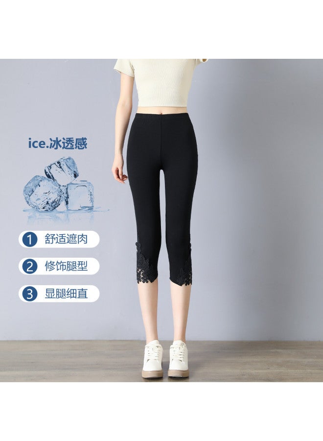 pincai Summer Cool Seven-Point Pants Leggings For Women, Outerwear Slim-Fit Pants Lace Trim High-Waisted High-Elasticity No-Sagging Women'S Pants - Image 4