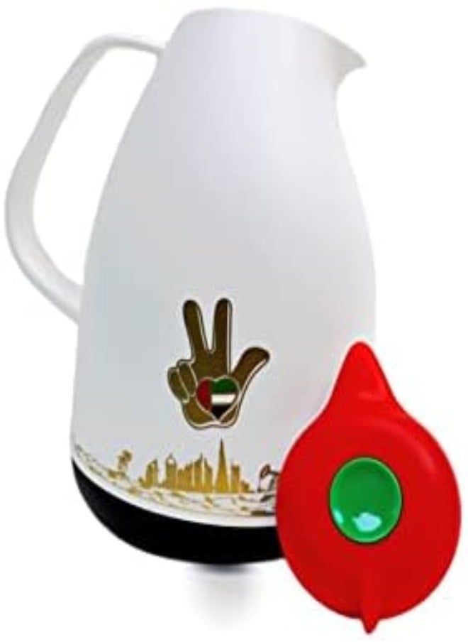 AKDC - Akdc Springfield Vacuum Flask 1 Liter, Uae United Arab Emirates National Day Special Design Flag Color Collections Double Wall Heat Insulated Thermos Home Kitchen Décor (Red) - Image 1