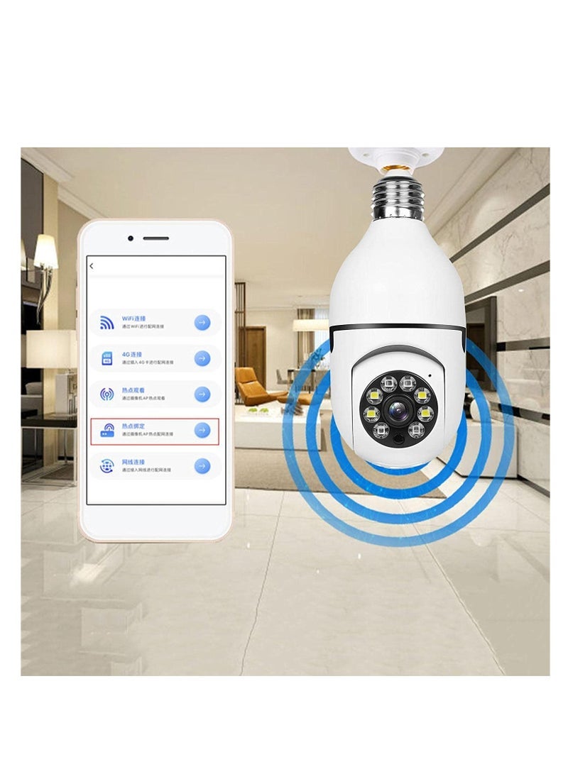 Bulb Camera 1080P, Night Vision IP Camera, PTZ Camera, 4X Digital Zoom Monitor, Home Security System, WiFi Camera Full Color - Image 5