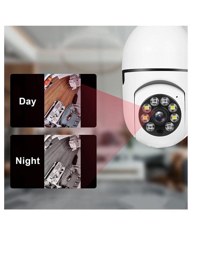 Bulb Camera 1080P, Night Vision IP Camera, PTZ Camera, 4X Digital Zoom Monitor, Home Security System, WiFi Camera Full Color - Image 2