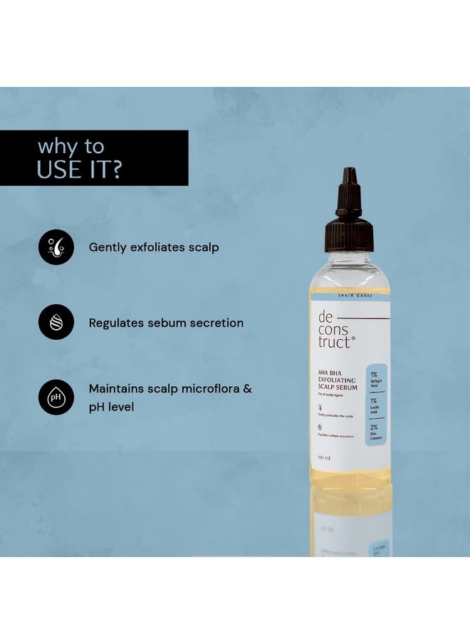 Deconstruct - Deconstruct Aha Bha Exfoliating Scalp Hair Serum | Contains 1% Salicylic Acid + 1% Lactic Acid + 2% Zinc Complex | Water-Based Serum | For Greasy Scalp |Fights Scalp Acne | 100Ml - Image 1