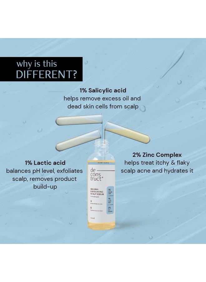 Deconstruct - Deconstruct Aha Bha Exfoliating Scalp Hair Serum | Contains 1% Salicylic Acid + 1% Lactic Acid + 2% Zinc Complex | Water-Based Serum | For Greasy Scalp |Fights Scalp Acne | 100Ml - Image 1